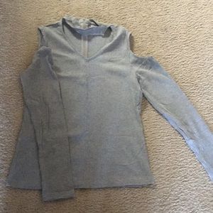 Gray peek a boo shoulder top